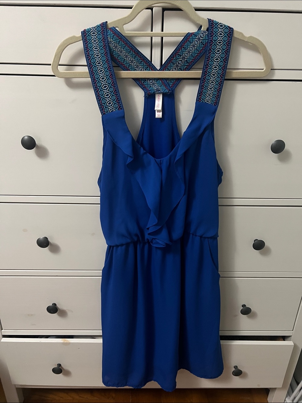 Ruffled Racerback Dress in Royal Blue
